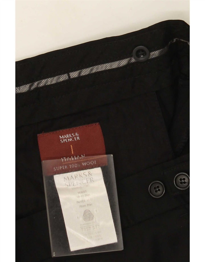 Marks & Spencer muške hlače ravnog odijela W34 L31 crna vuna
