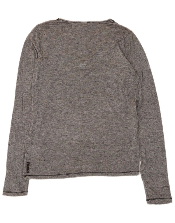 Armani Jeans Ženska majica dugih rukava UK 12 srednje sive pruge od viskoze