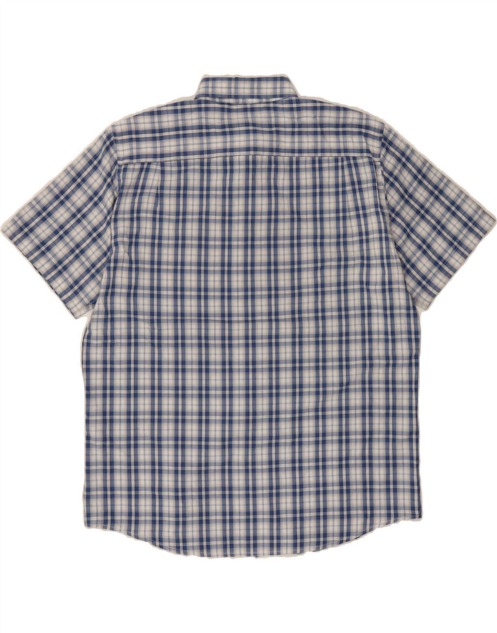 CHAPS Mens Short Sleeve Shirt XL Blue Check Polyester Vintage Chaps and Second-Hand Chaps from Messina Hembry 