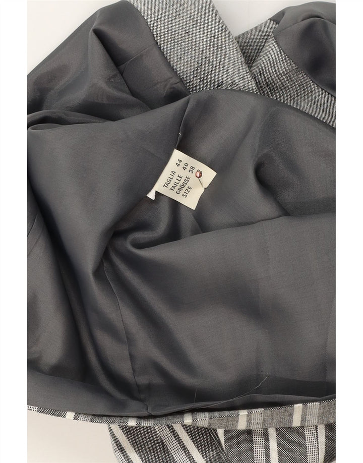 Vintage skraćena ženska jakna s jednim gumbom, UK 12, srednje sive pruge