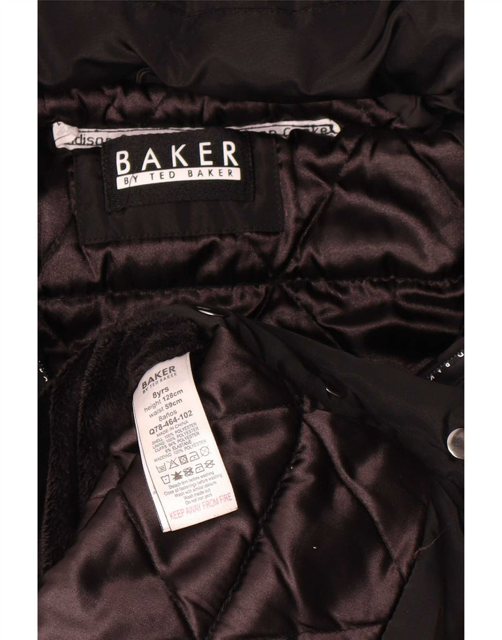 Podstavljeni kaput s kapuljačom Ted Baker za djevojčice, 7-8 godina, crni poliester