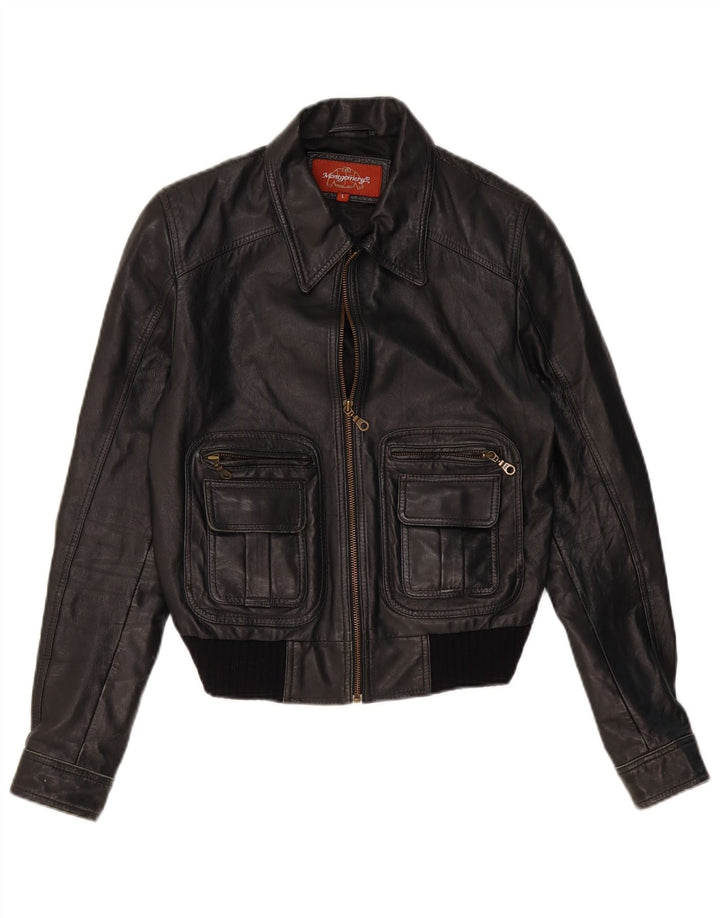 MONTGOMERY ženska crna kožna jakna UK 14 velika crna koža