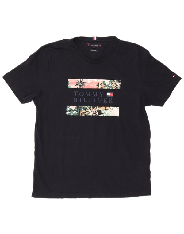 Tommy Hilfiger Top XL majica kratkih rukava s motivima, tamnoplavi pamuk