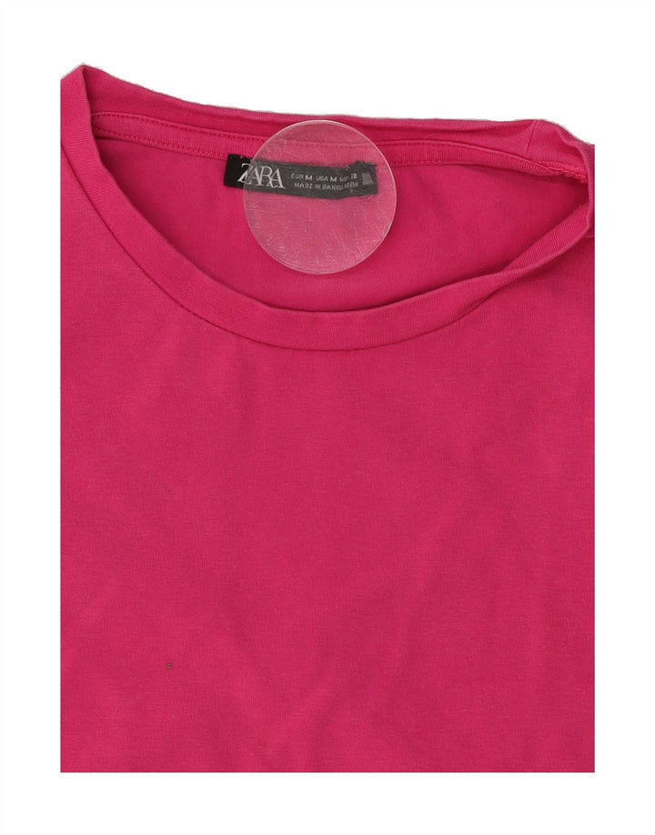 ZARA Womens Crop T-Shirt Top UK 12 Medium Pink Vintage Zara and Second-Hand Zara from Messina Hembry 
