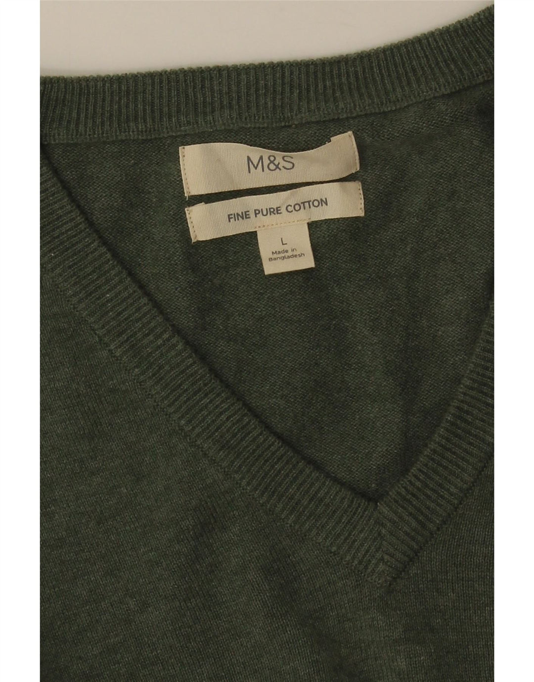 MARKS & SPENCER Muški pulover s V-izrezom, veliki zeleni pamuk