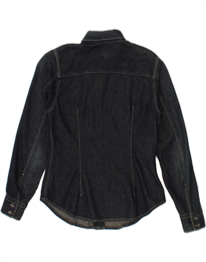 CALVIN KLEIN Womens Denim Shirt UK 10 Small Navy Blue Cotton Vintage Calvin Klein and Second-Hand Calvin Klein from Messina Hembry 