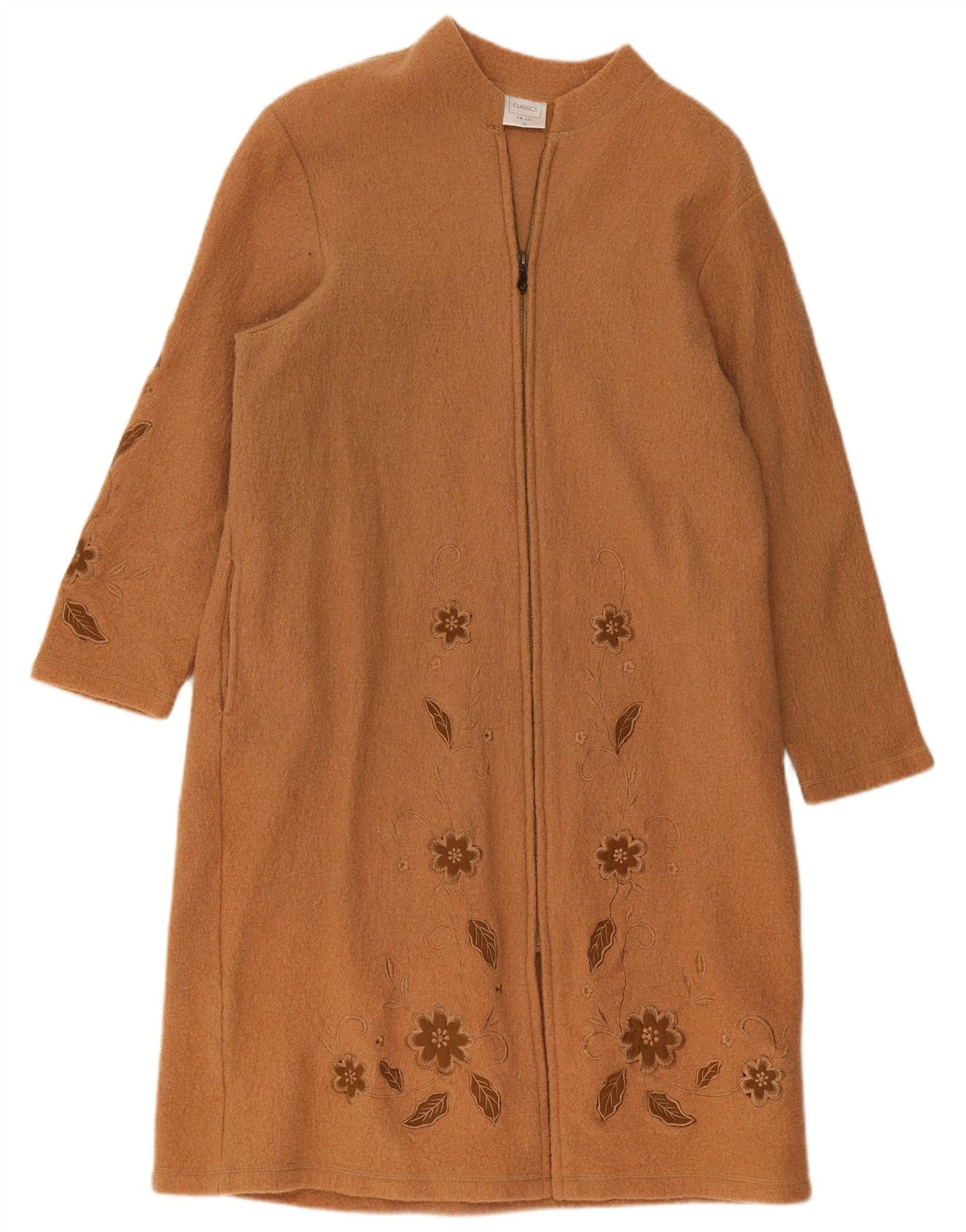 Vintage ženski kaput UK 22 3XL bež cvjetne vune