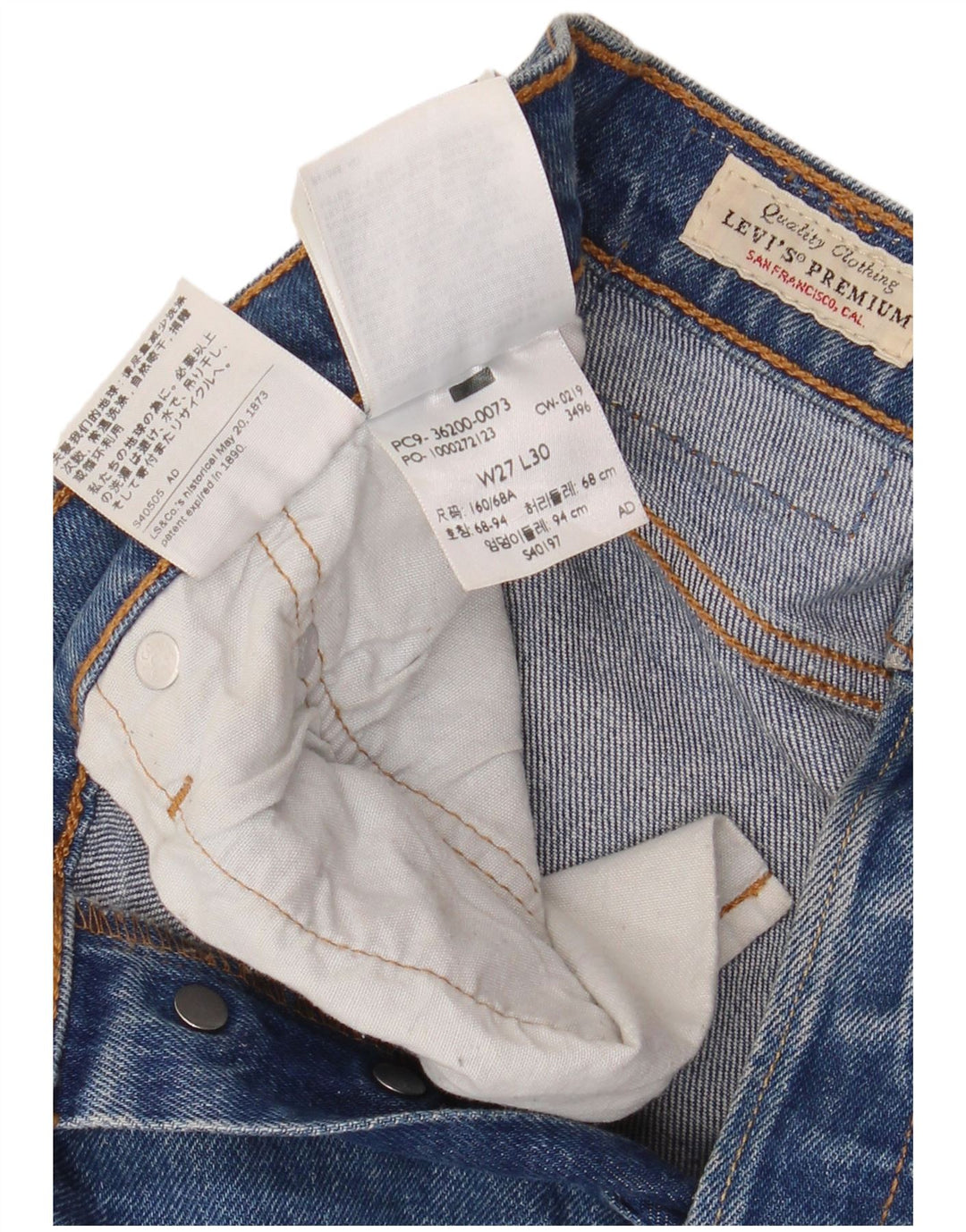 LEVI'S muške 501 ravne traperice W27 L30 plavi pamuk