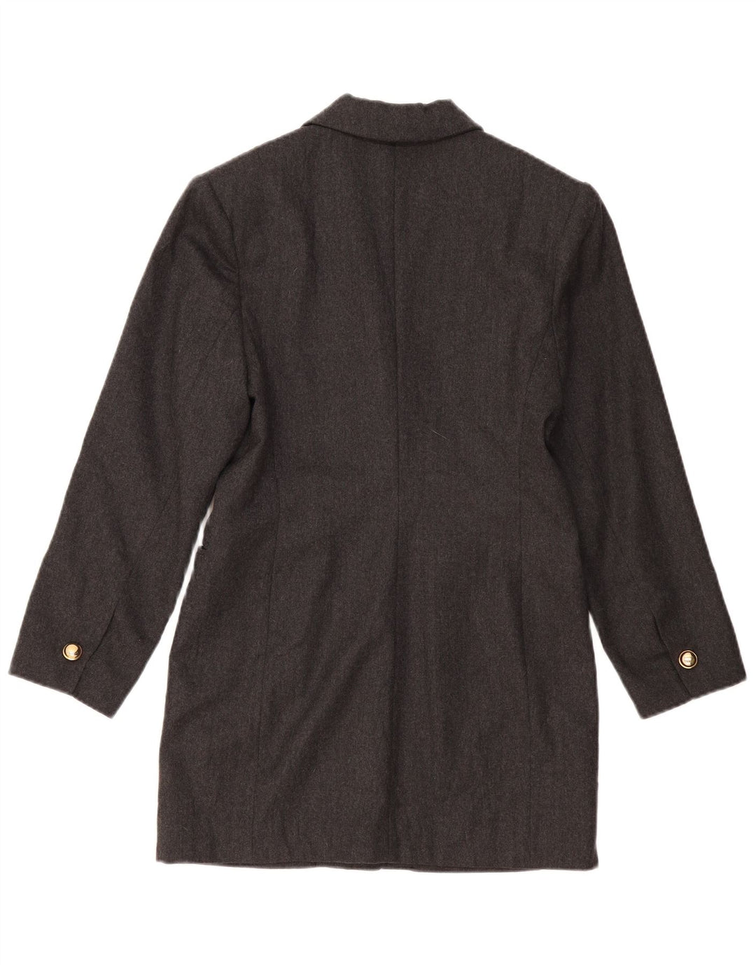 Vintage ženska duga jakna s 1 gumbom, siva vunena jakna US 2 XS