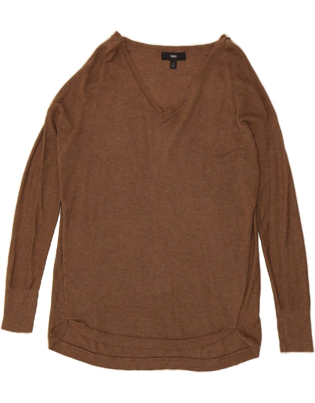 MOSSIMO Womens V-Neck Jumper Sweater UK 16 Large Brown Nylon Vintage Mossimo and Second-Hand Mossimo from Messina Hembry 