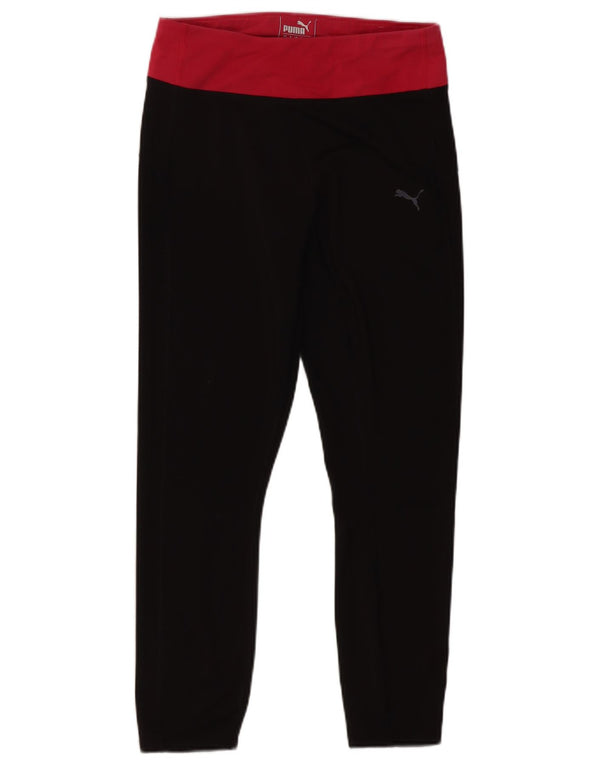 Puma Womens Crop Leggings UK 8 Small Black Colourblock Polyester