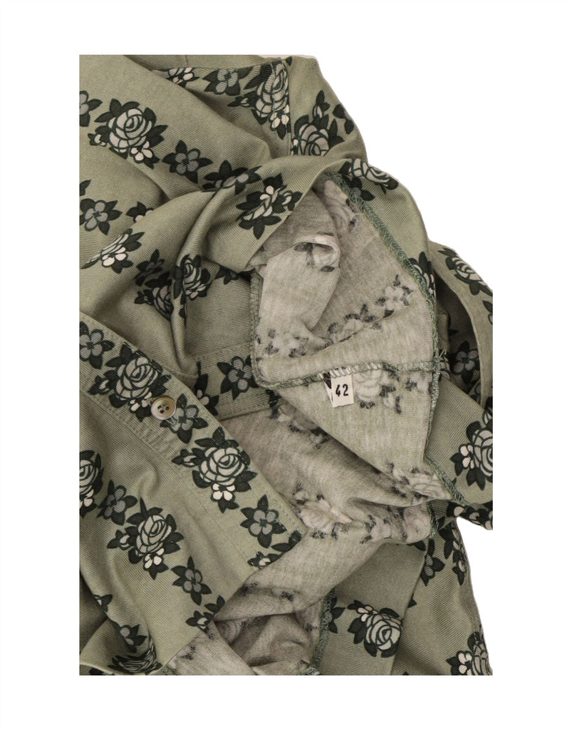 CELINE Womens Shirt IT 42 Medium Khaki Floral Cotton Designer Vintage Celine and Second-Hand Celine from Messina Hembry 