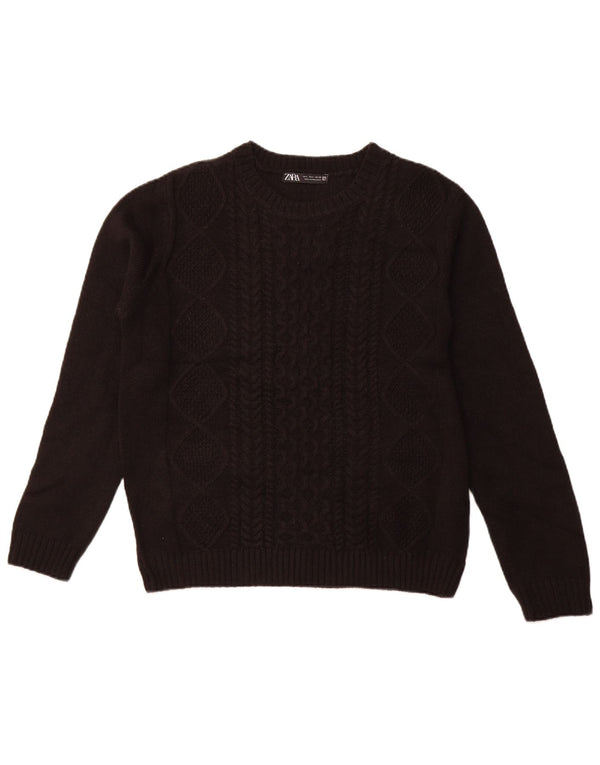 Zara ženski džemper s okruglim izrezom UK 14 Veliki crni akril