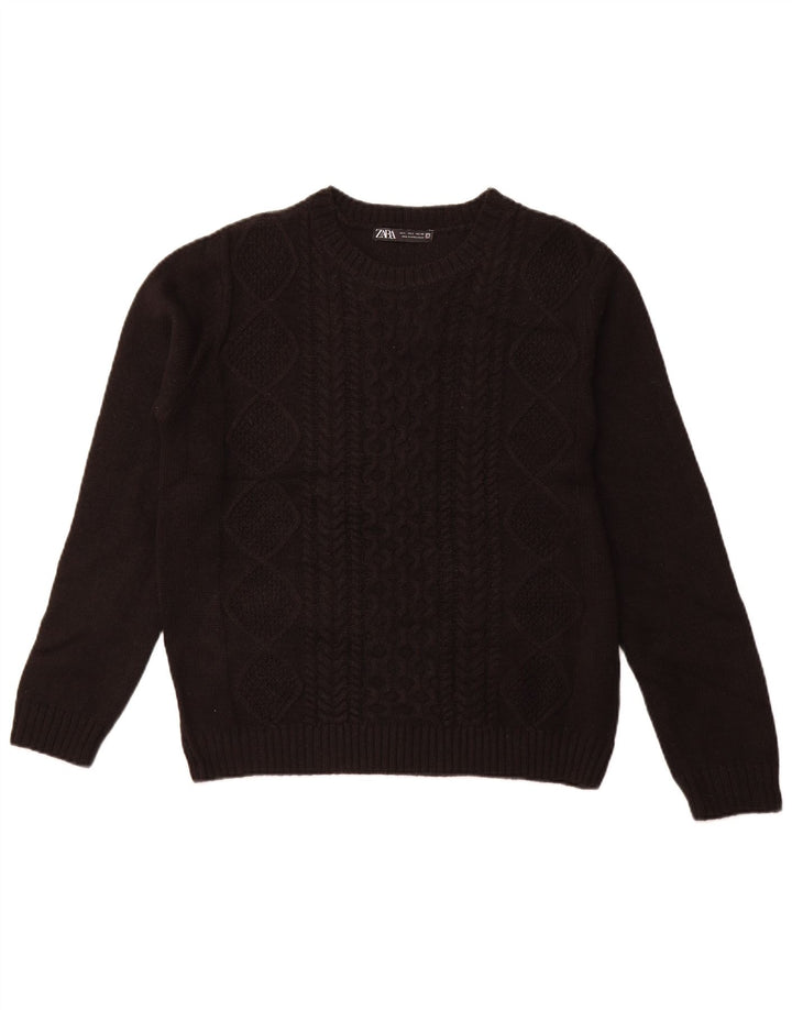 Zara ženski džemper s okruglim izrezom UK 14 Veliki crni akril