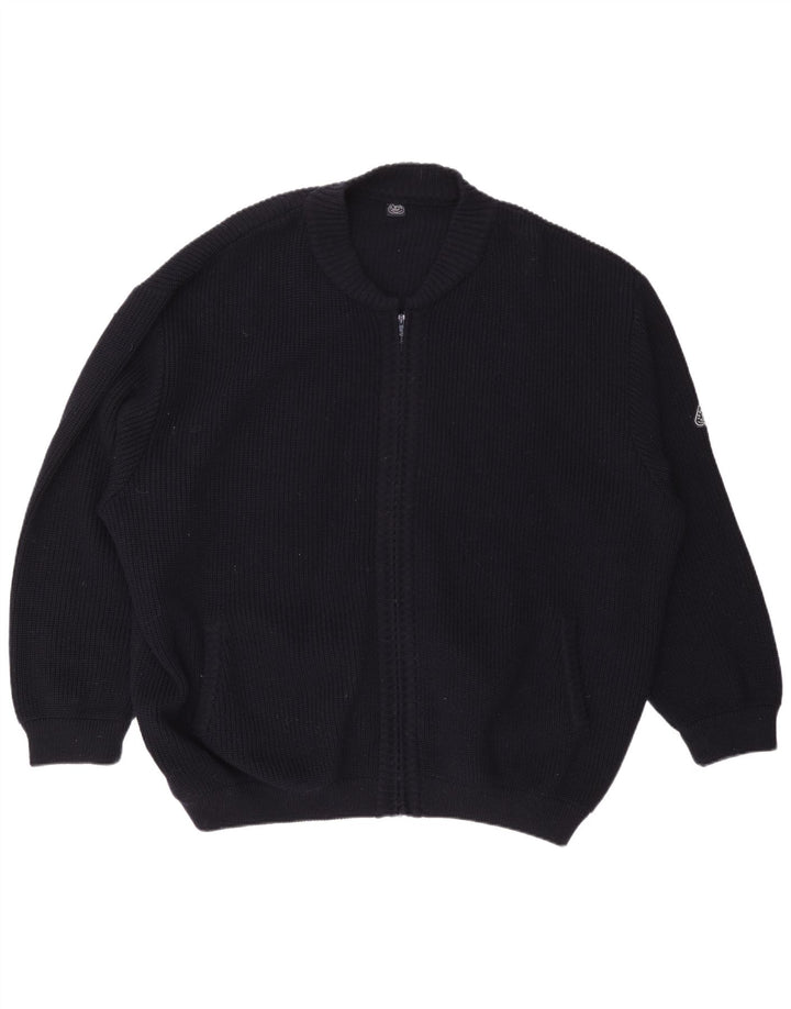 Vintage muški oversized kardigan pulover XL tamnoplava vuna