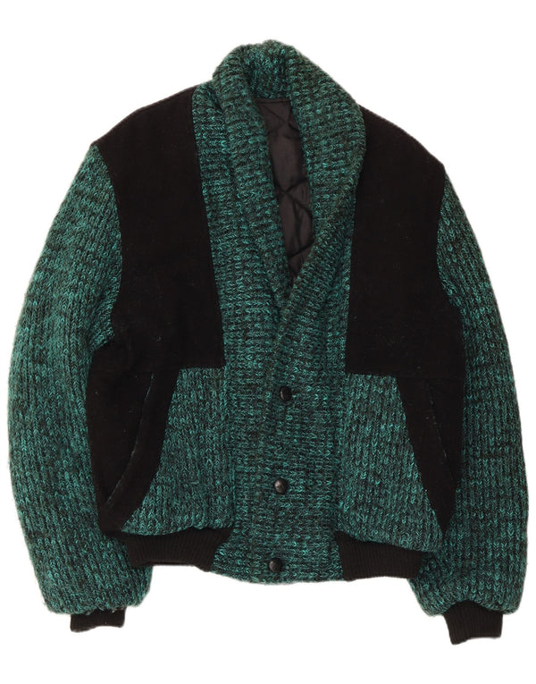Vintage muška pletena bomber jakna UK 38 srednje zelene boje