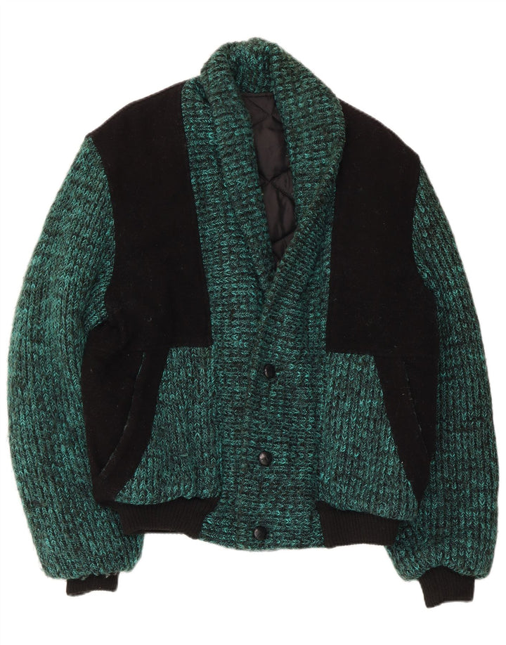 Vintage muška pletena bomber jakna UK 38 srednje zelene boje