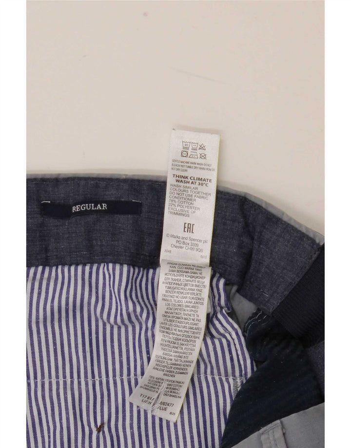 Marks & Spencer muške ravne uobičajene hlače W34 L29 plavi pamuk