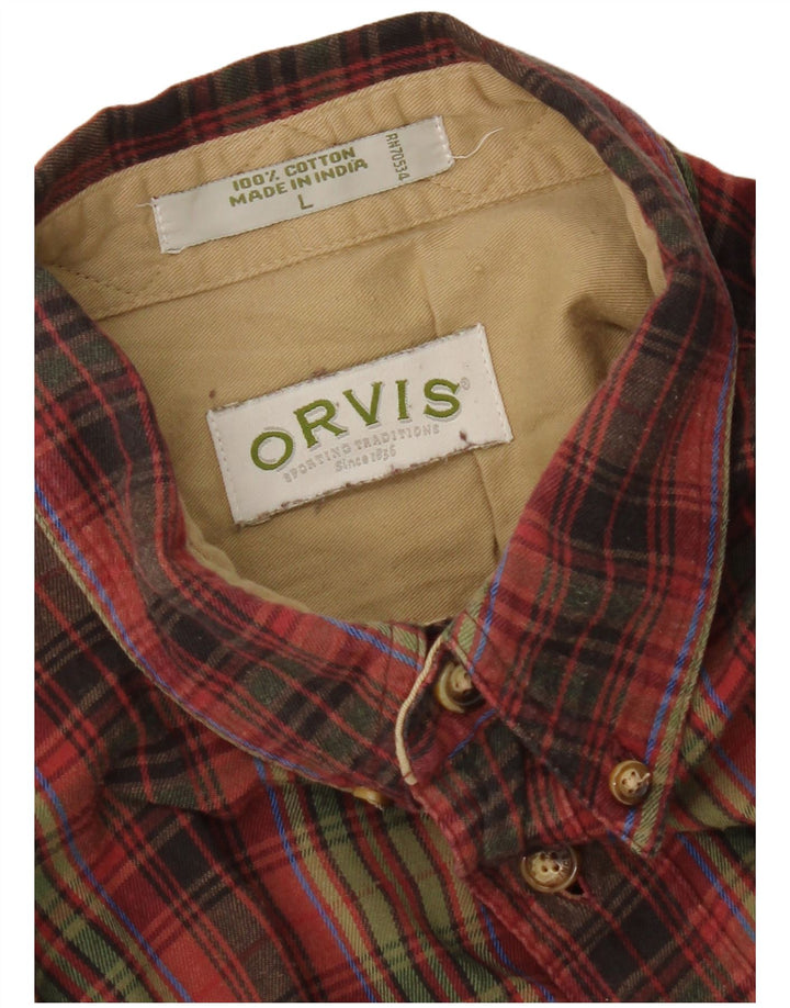 Orvis muška flanelska košulja, veliki crveni karirani pamuk