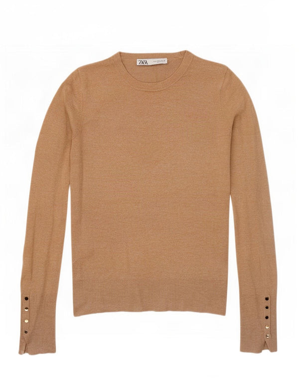 Zara ženski džemper s okruglim izrezom UK 10 Small Beige