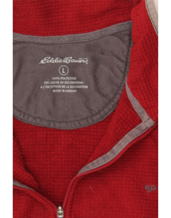 EDDIE BAUER Womens Zip Neck Fleece Jumper UK 16 Large Red Polyester Vintage Eddie Bauer and Second-Hand Eddie Bauer from Messina Hembry 