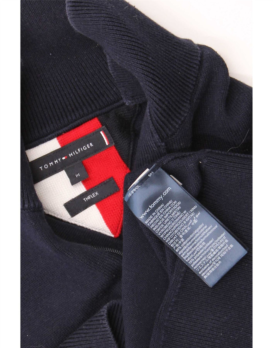 Tommy Hilfiger muški džemper s izrezom s patentnim zatvaračem srednje tamnoplave boje