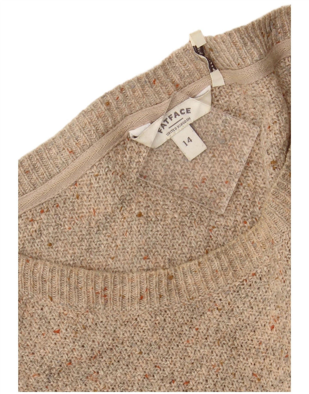FAT FACE Ženski džemper s morskim izrezom UK 14 Veliki bež