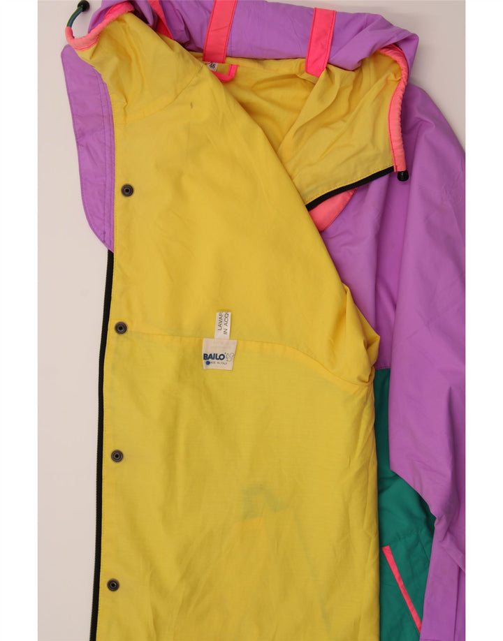 BAILO Mens Hooded Windbreaker Jacket IT 46 Small Purple Colourblock Vintage Bailo and Second-Hand Bailo from Messina Hembry 