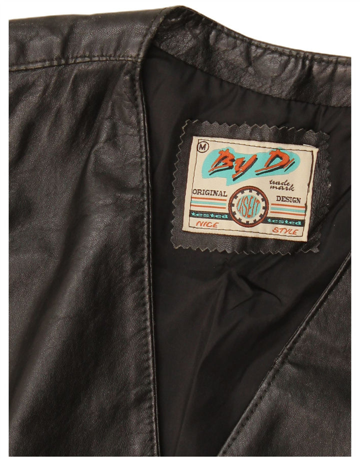 VINTAGE muški kožni prsluk srednje crne boje