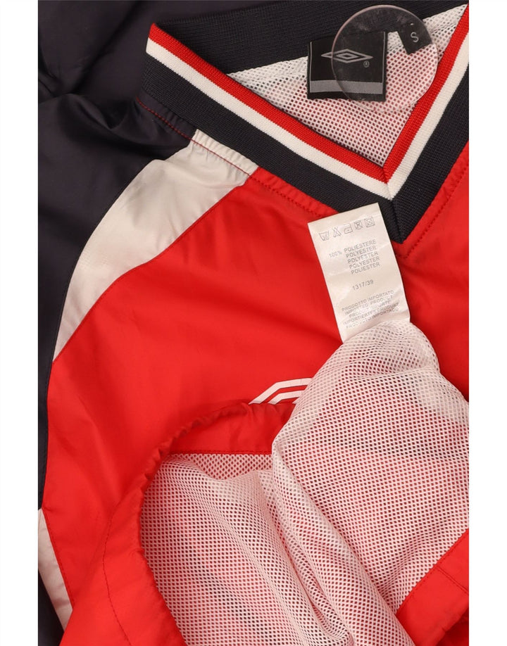 UMBRO Mens Graphic Pullover Tracksuit Top Jacket Small Red Colourblock