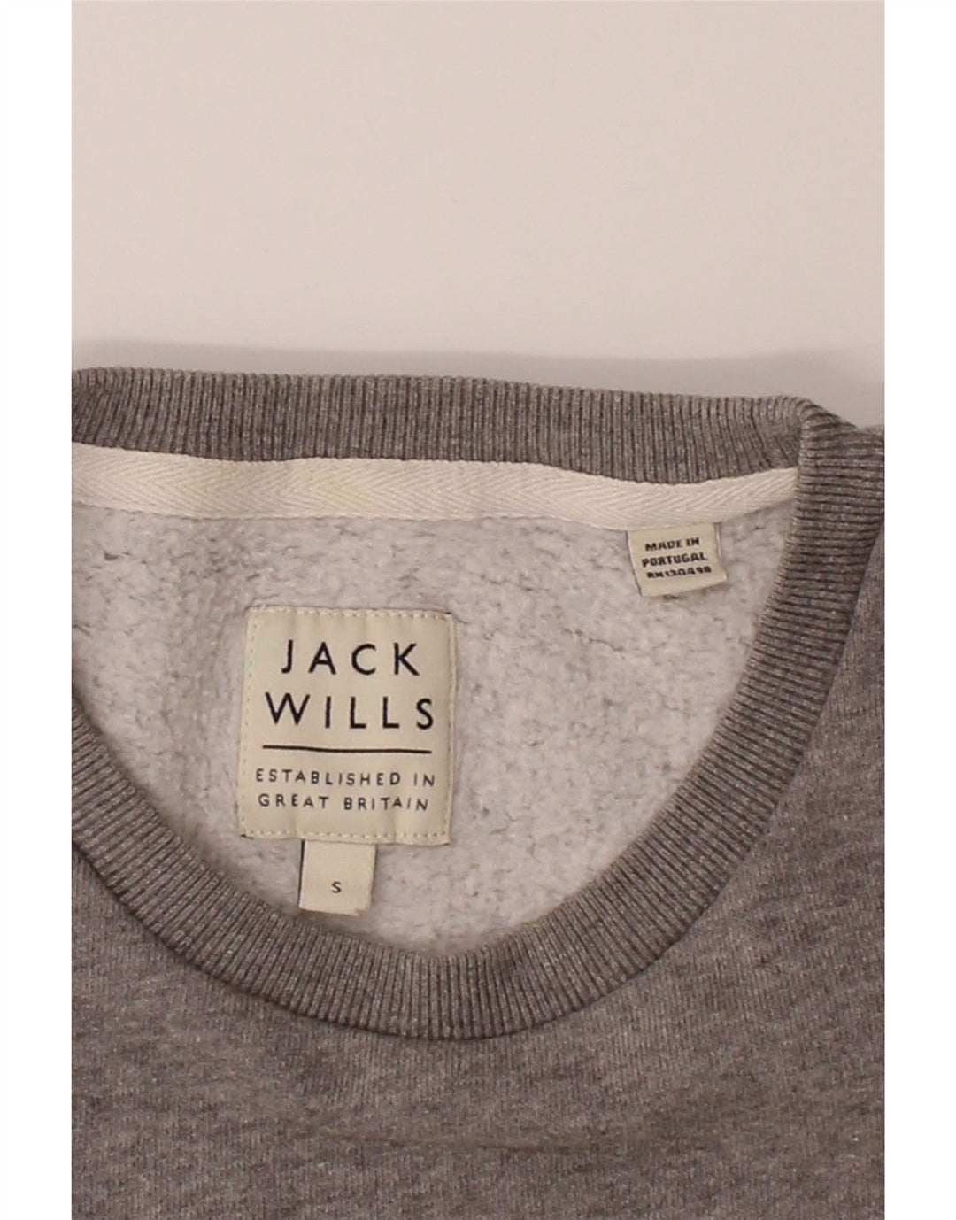 JACK WILLS Mens Graphic Sweatshirt Jumper Small Grey Cotton Vintage Jack Wills and Second-Hand Jack Wills from Messina Hembry 