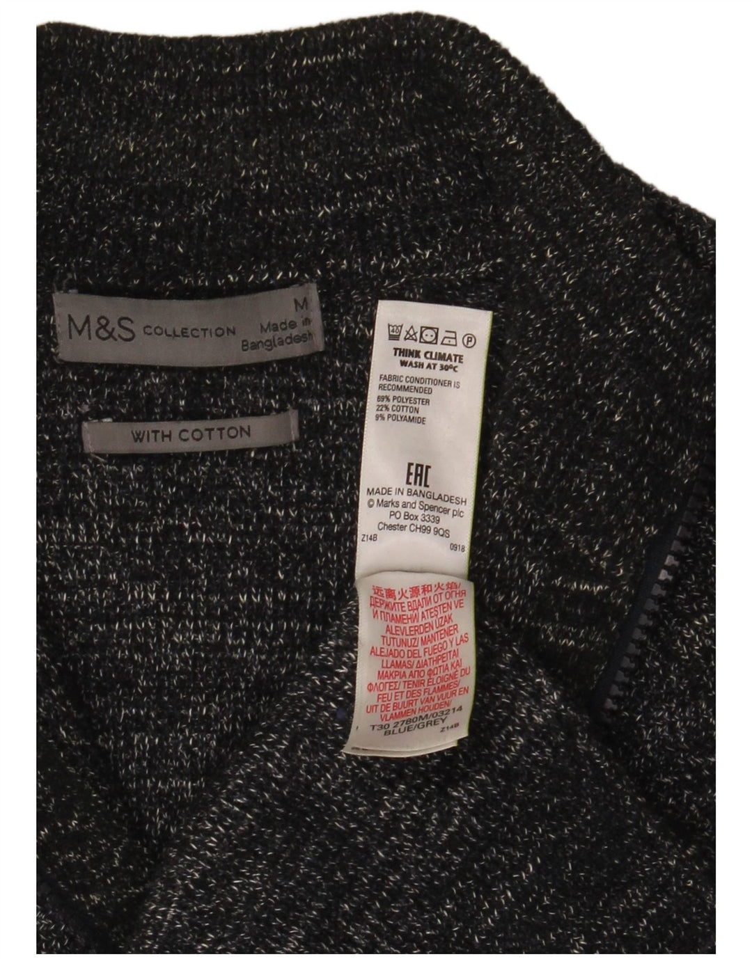 Marks & Spencer muški kardigan pulover srednje sive boje s pjegama od poliestera