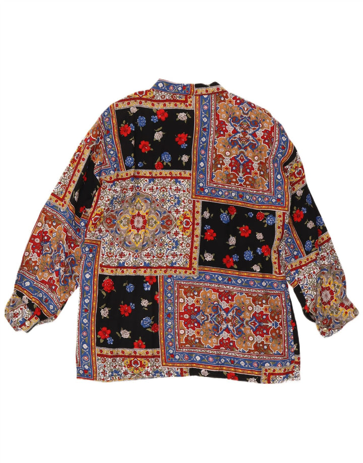 VINTAGE Ženska košulja bluza UK 16 Velika raznobojna patchwork viskoza