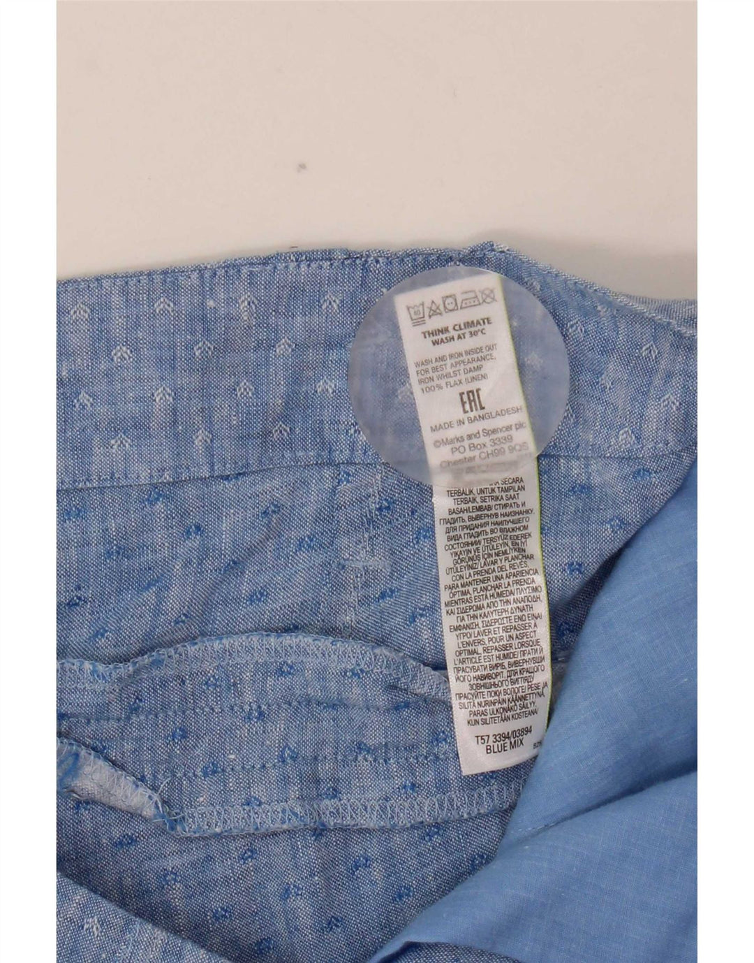 Marks & Spencer ženske kratke chino hlače s štipaljkama UK 12 srednje W32 plava geometrijska