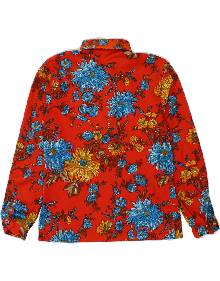 VINTAGE Womens Pullover Shirt UK 12 Medium Red Floral Vintage Vintage and Second-Hand Vintage from Messina Hembry 
