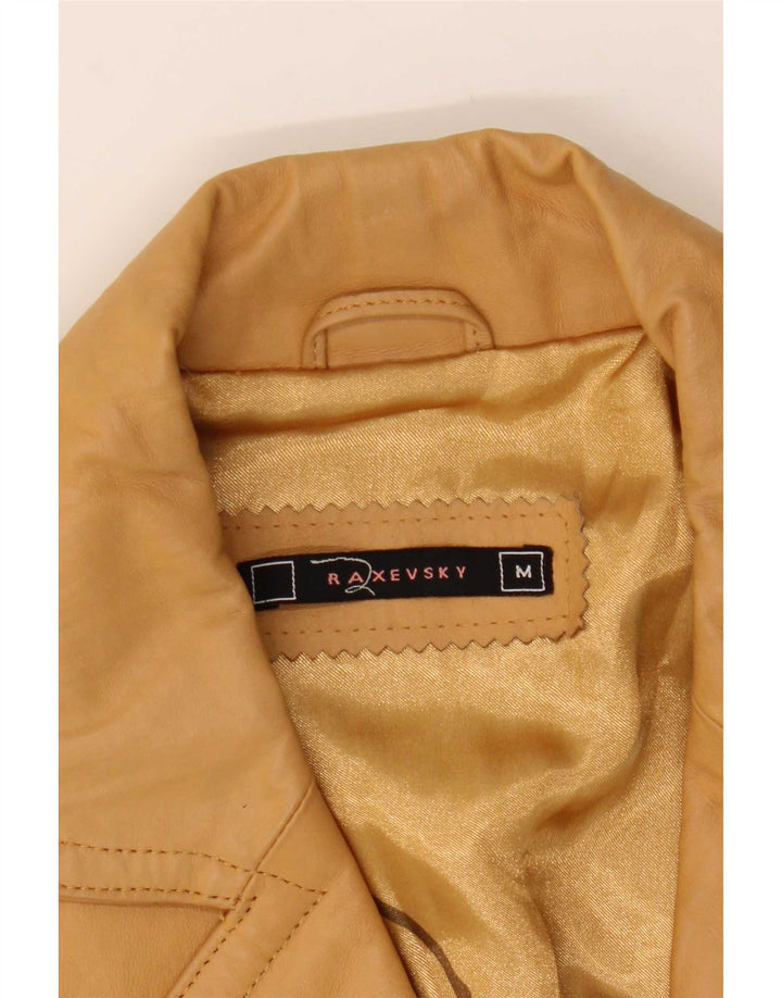 Vintage ženska kožna jakna UK 12 srednje bež koža