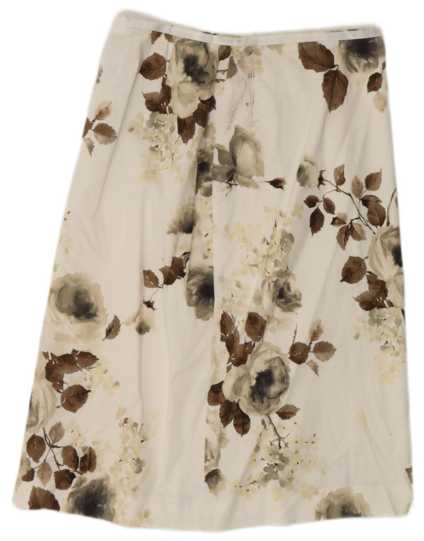 COAST Womens A-Line Skirt UK 10 Small W28 White Floral Cotton