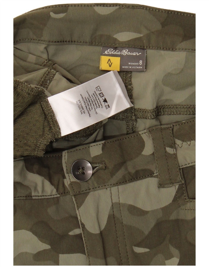 Eddie Bauer ženske kargo kratke hlače US 8 srednje W32 kaki kamuflažne najlonske boje