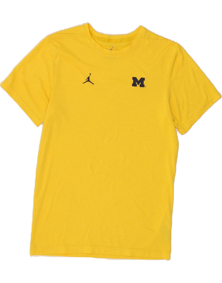JORDAN Mens T-Shirt Top Small Yellow Polyester Vintage Jordan and Second-Hand Jordan from Messina Hembry 