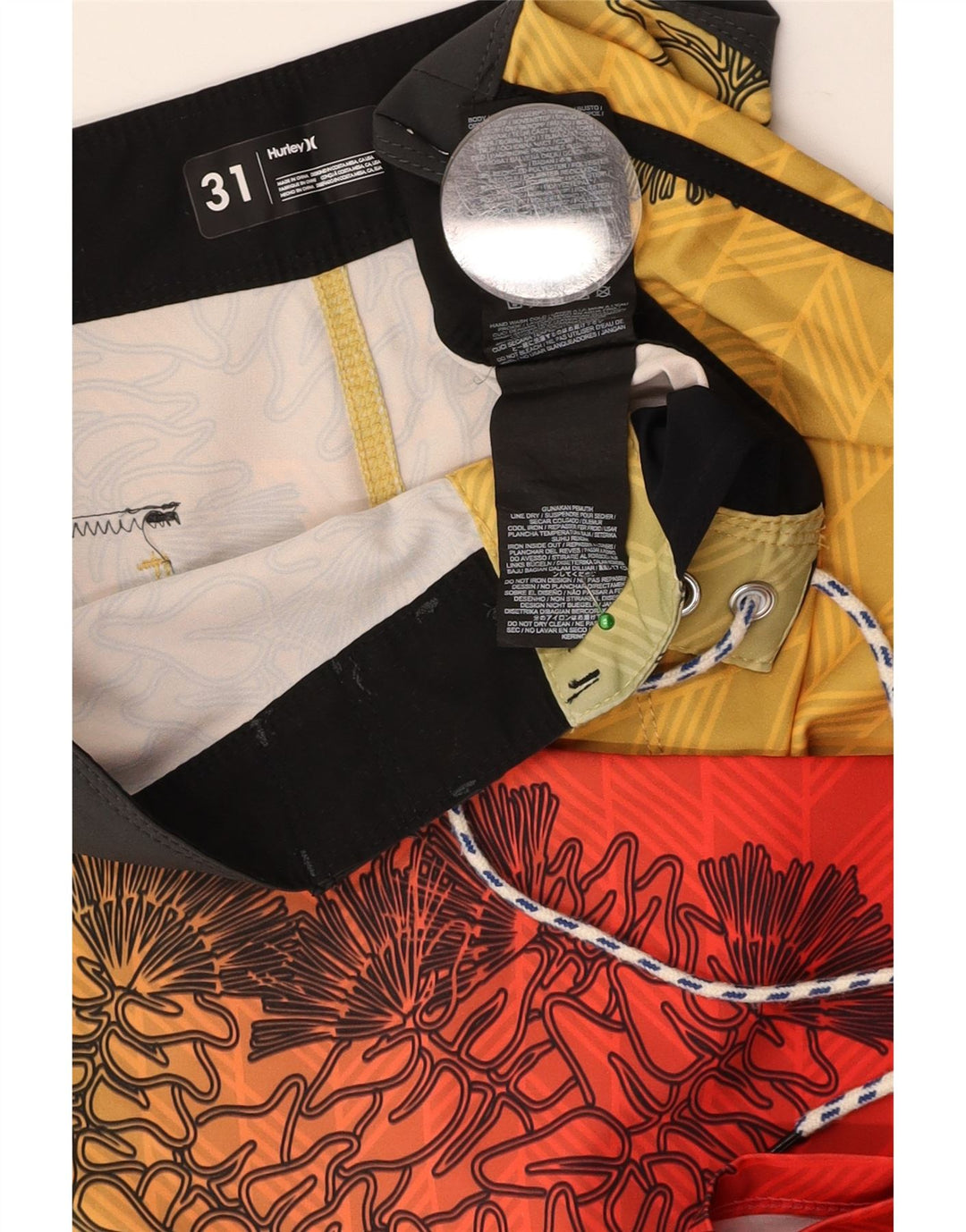 HURLEY Muške kratke hlače za plivanje Srednje žuti cvjetni poliester