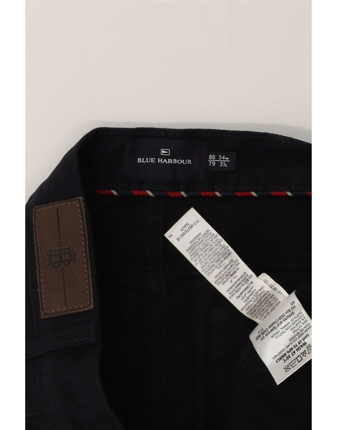 BLUE HARBOR Muške ravne ležerne hlače W34 L29 tamnoplavi pamuk