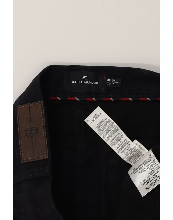 BLUE HARBOR Muške ravne ležerne hlače W34 L29 tamnoplavi pamuk