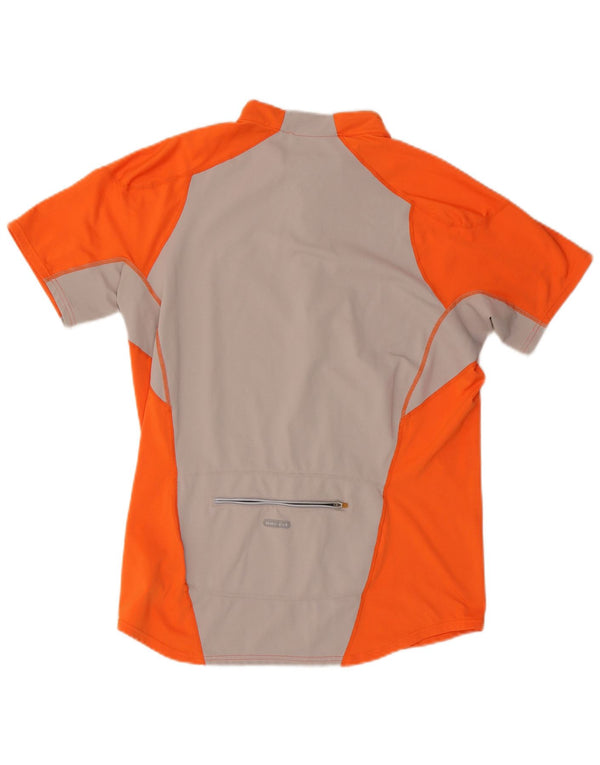 Nike Mens Dri Fit Zip Neck T-Shirt Top UK 42/44 Large Orange Colourblock