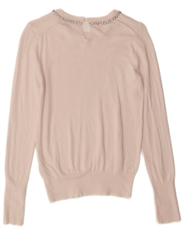 Zara ženski džemper s veznim izrezom UK 10 Small off white viskoza