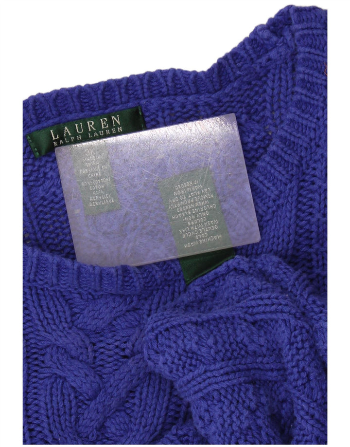 RALPH LAUREN Ženski džemper s morskim izrezom UK 22 3XL plavi pamuk