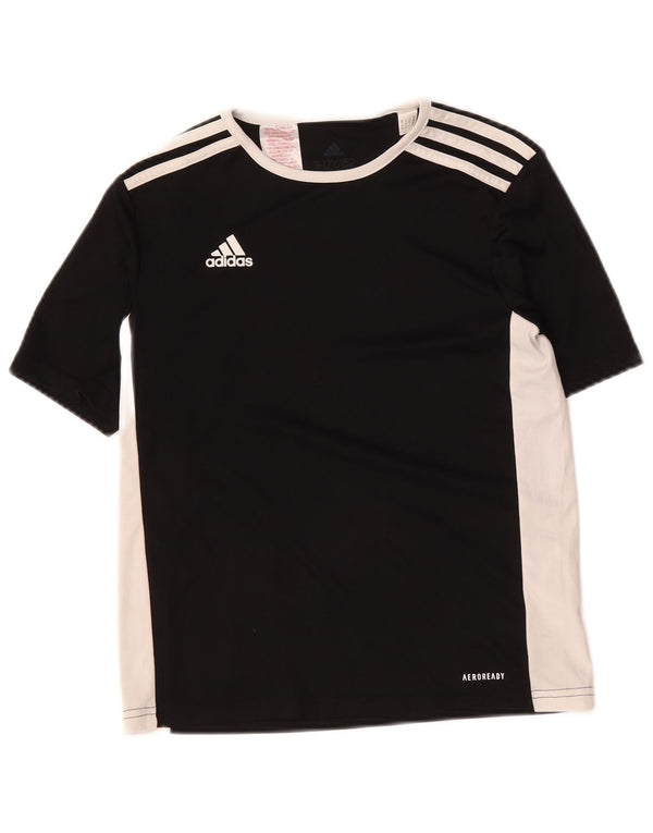 Adidas Boys Aeroready T-Shirt Top 11-12 Years Black Colourblock Poliester