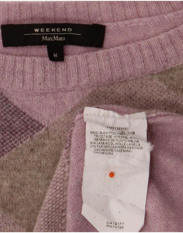 Max Mara ženski pulover s veznim izrezom UK 12 Srednje ljubičasta karirana