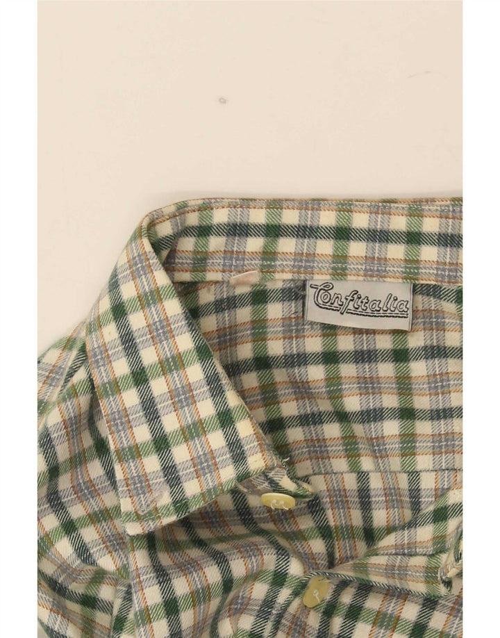 Vintage muška flanelska košulja od malog zelenog kariranog poliestera