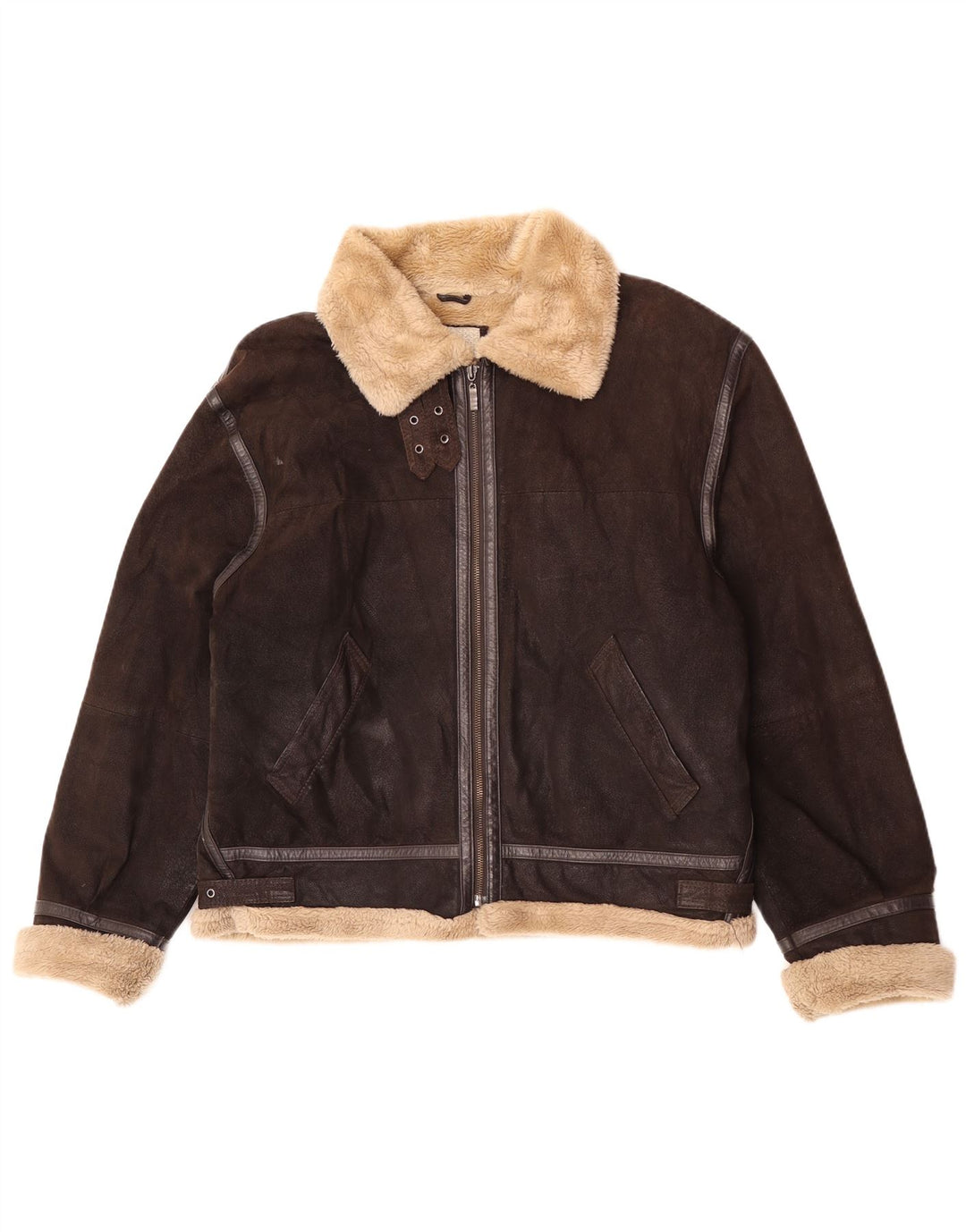 Conbipel Mens Sherpa kožna jakna UK 40 Large Brown
