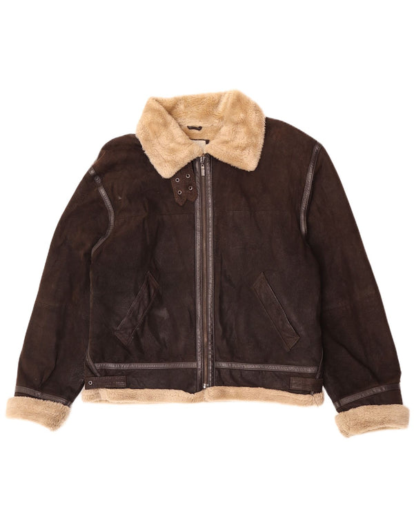 Conbipel Mens Sherpa kožna jakna UK 40 Large Brown